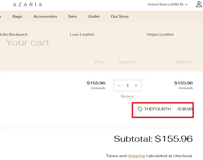 Azaria 10% off offer